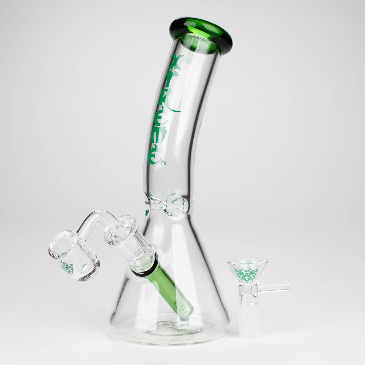 Xtreme 7.5 inch Green Dab Rig And Bong Hybrid with Quartz Banger and Bowl Piece