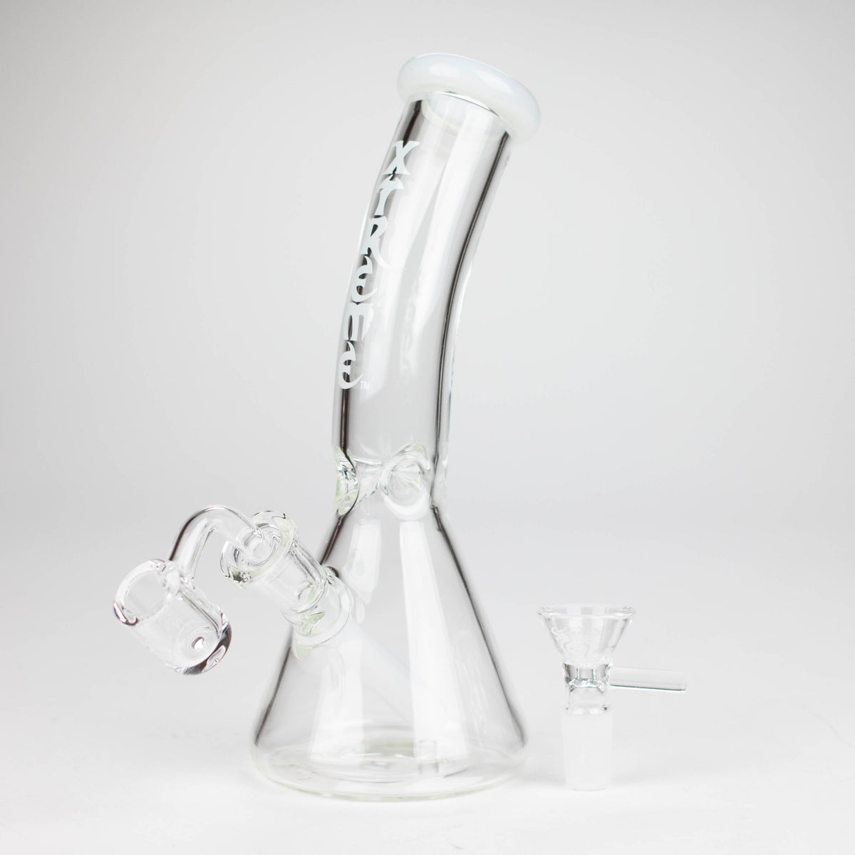 Xtreme 7.5 inch Clear White Dab Rig And Bong Hybrid with Quartz Banger and Bowl Piece