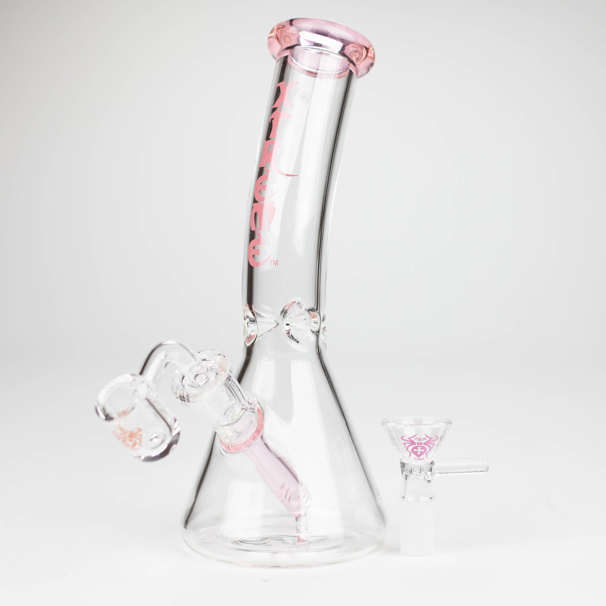 Xtreme 7.5 inch Pink Dab Rig And Bong Hybrid with Quartz Banger and Bowl Piece