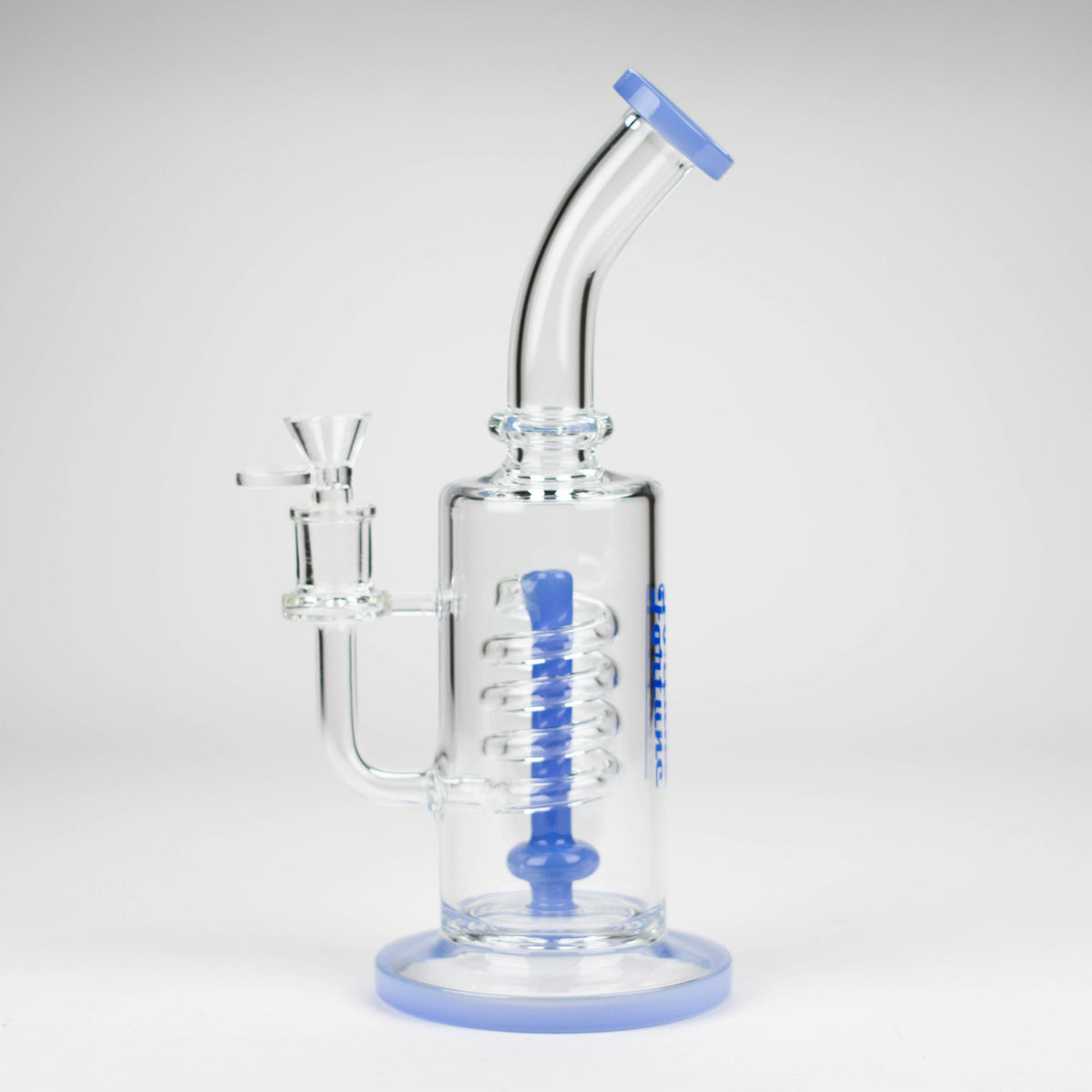 Side View of the Fortune 11 inch Coiled Percolator Bong in Blue