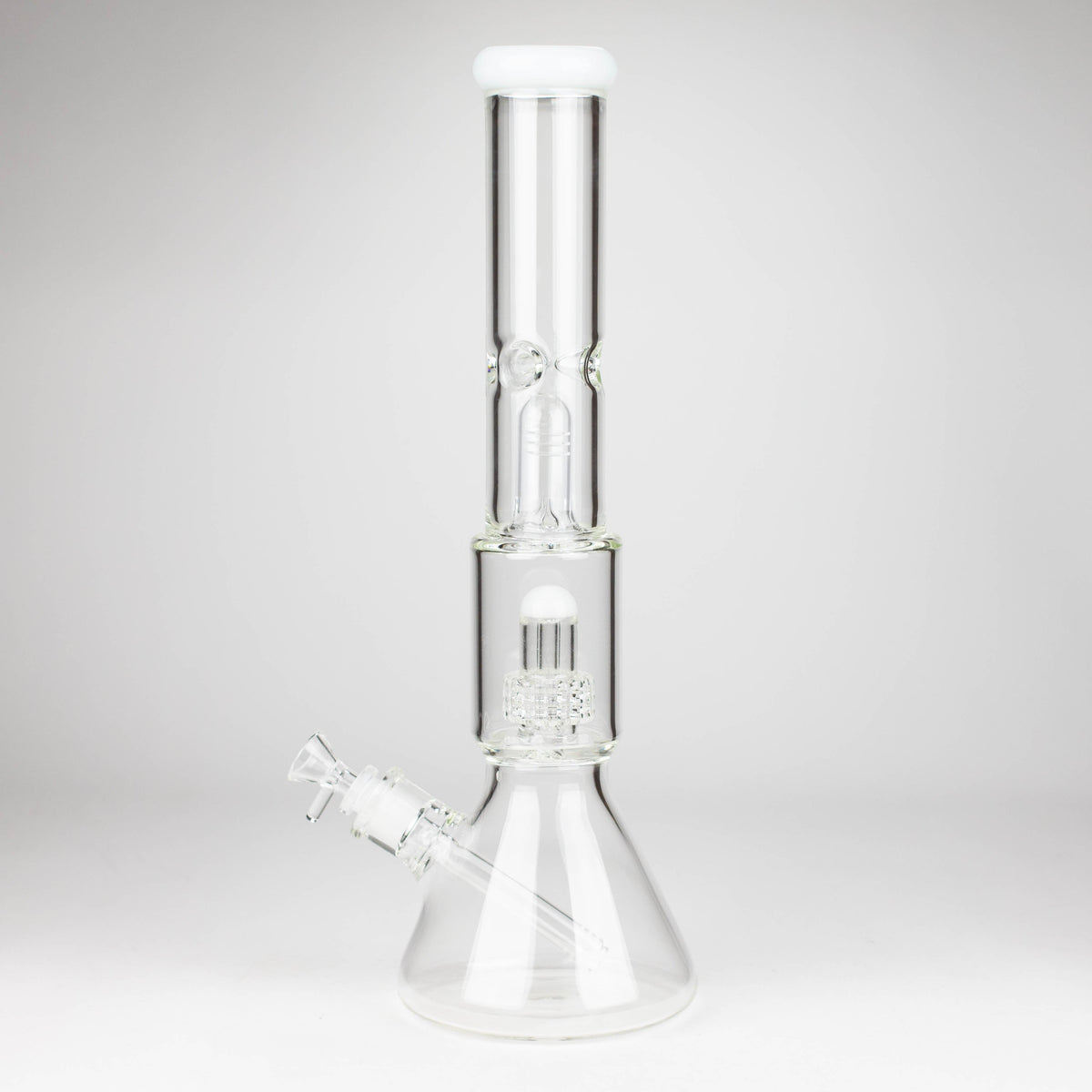 16" Bong With Diffuser And Percolator Side View in White