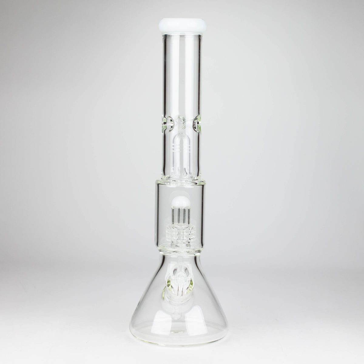 16" Bong With Diffuser And Percolator Front View in White