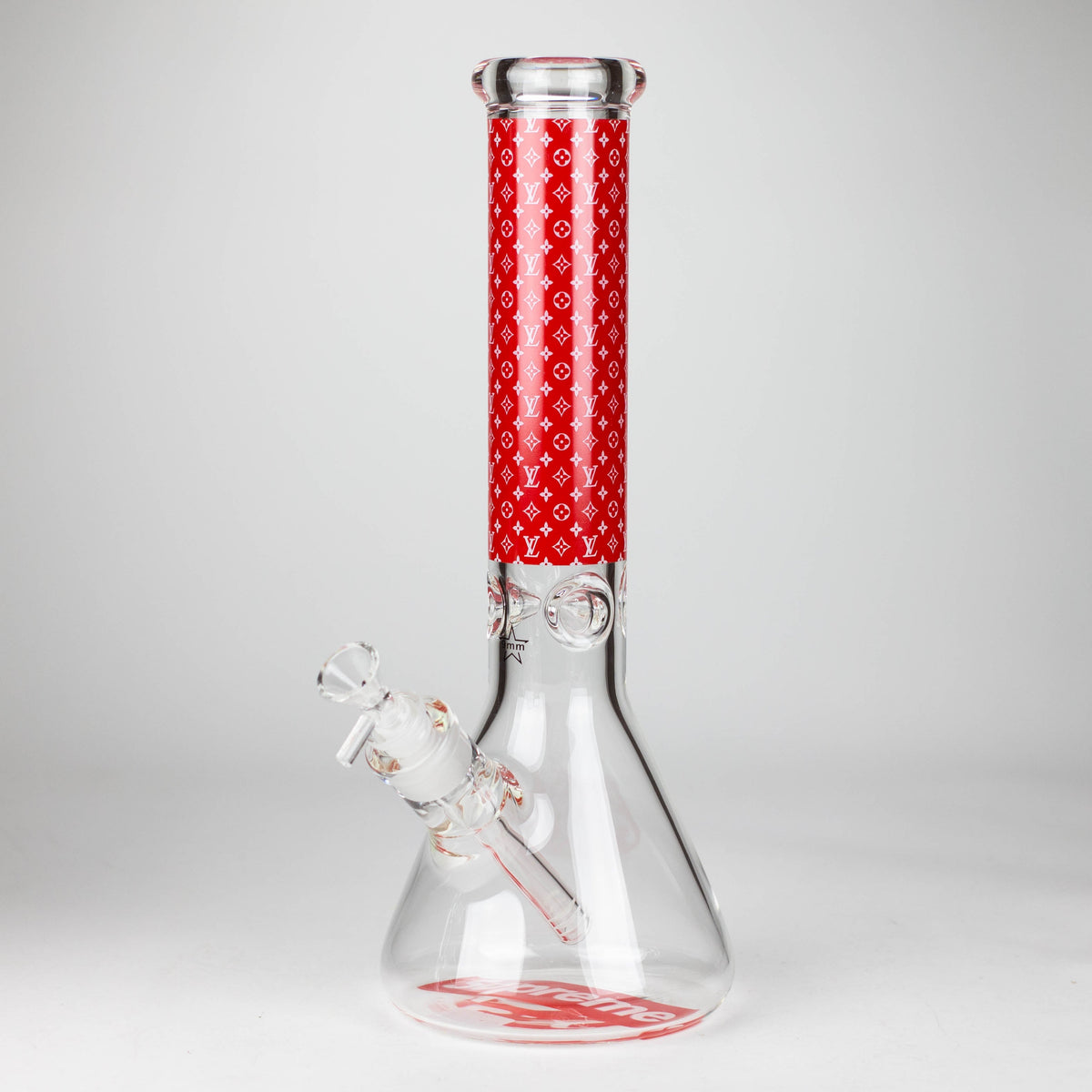 14" Louis Vuitton Glass Bong in Red And White