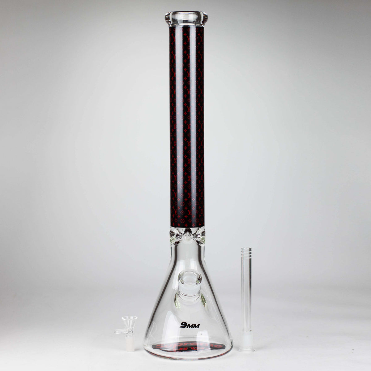 20" Louis Vuitton Glass Beaker Bong with Bowl Piece and Downstem