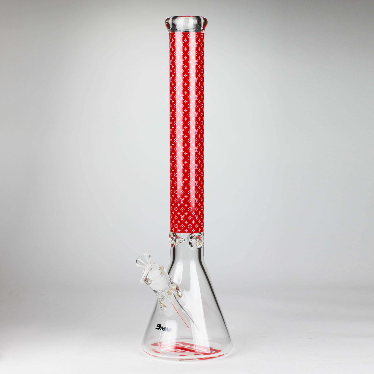 20" Louis Vuitton Glass Beaker Bong in Red & White