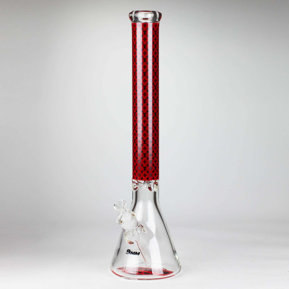 20" Louis Vuitton Glass Beaker Bong in Red and Black