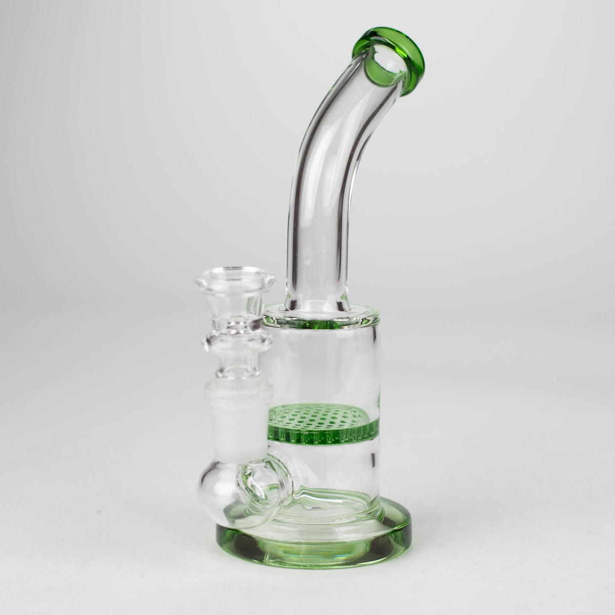 7" Small Bent Neck Bubbler with Honeycomb Diffuser in Green