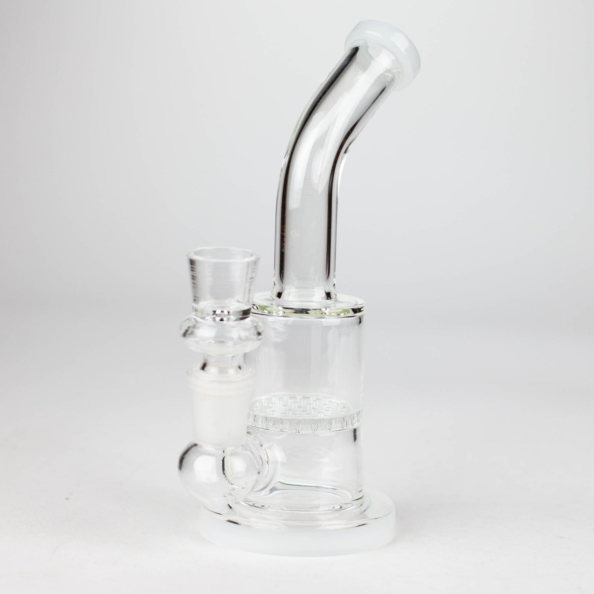 7" Bent Neck Bubbler with Honeycomb Diffuser in White