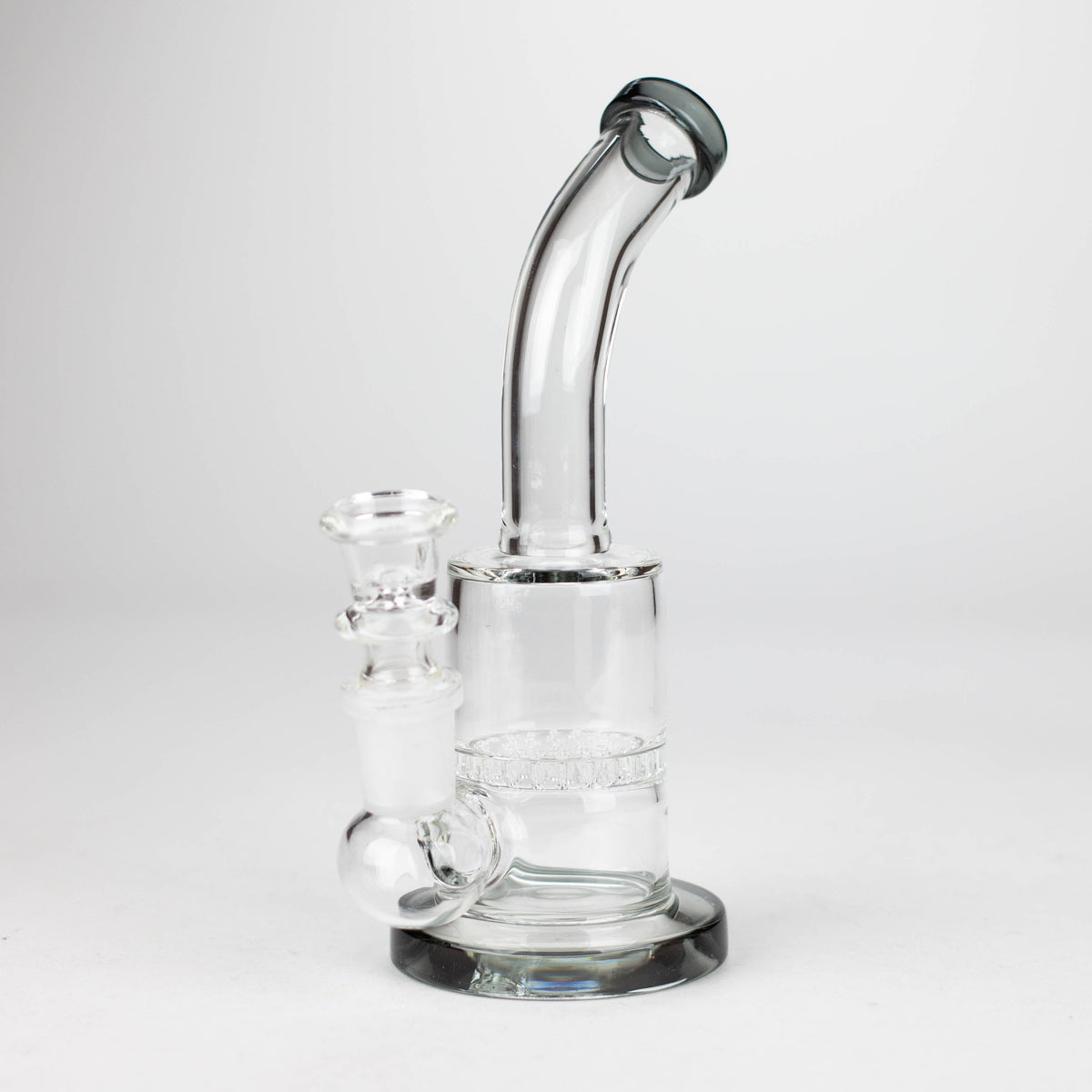 7" Bent Neck Bubbler with Honeycomb Diffuser in Gray