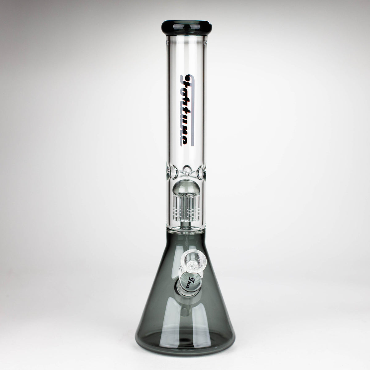 Front View of the Fortune | 14" 6 Arms Percolator Glass Bong in Black