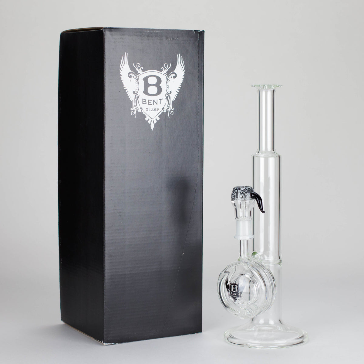 Straight Tube Bong With Vertical Ring Perc with Bent Glass Packaging