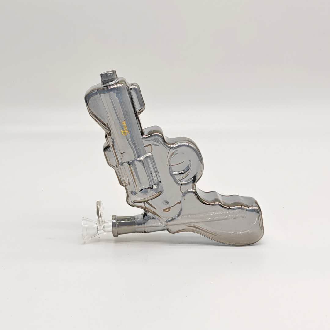 Revolver Handgun Mini Bong in Grey