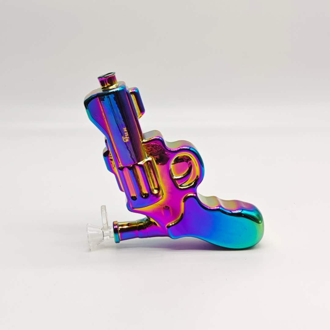 Revolver Handgun Mini Bong in Rainbow Color