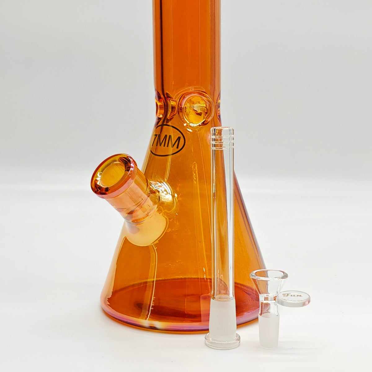 24 Inch Massive Sunset Beaker Bon by Fortune Glass with Bowl Piece And Downstem