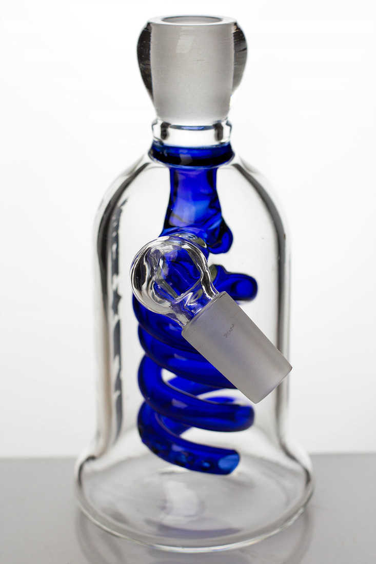 Nice Glass Double-Coil Diffuser Ash Catcher Front View In Blue