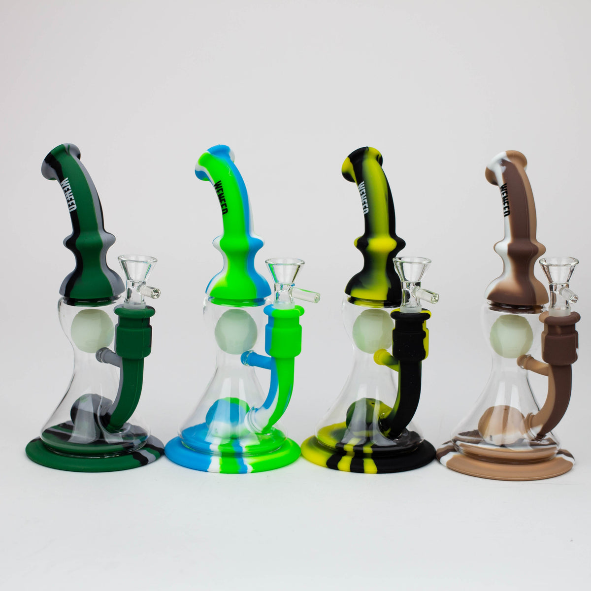 Four WENEED 9 inch Glow in the dark Silicone Bongs