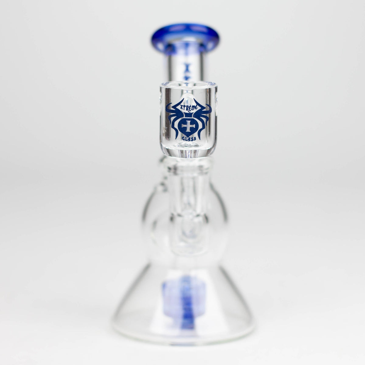 Front View of the Blue Dab Rig With Showerhead Diffuser from XTREME Glass