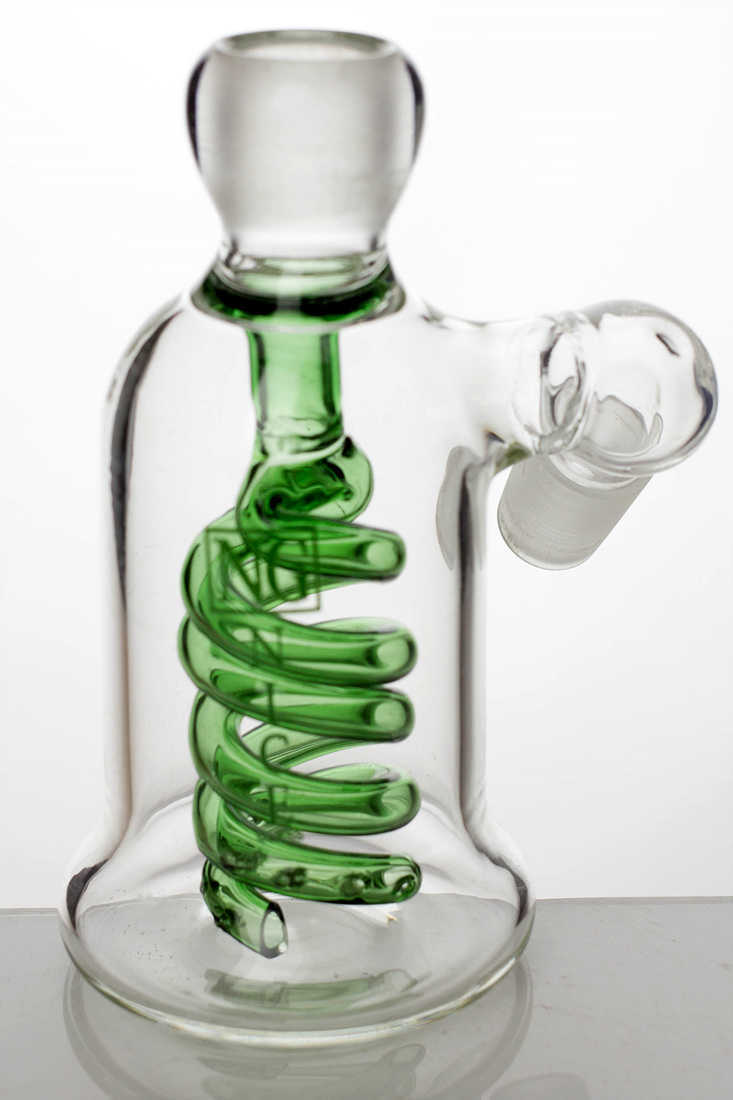 Nice Glass Double-Coil Diffuser Ash Catcher for Bong In Green