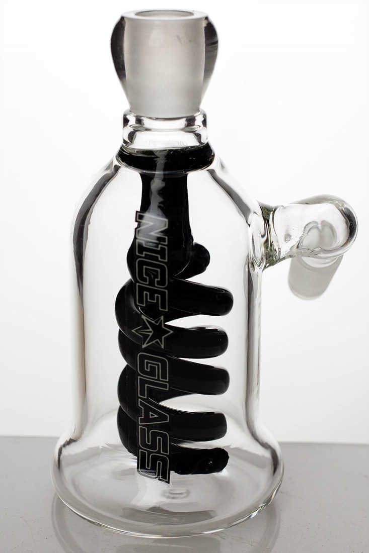 Full View of the Black Double-Coil Diffuser Ash Catcher from Nice Glass