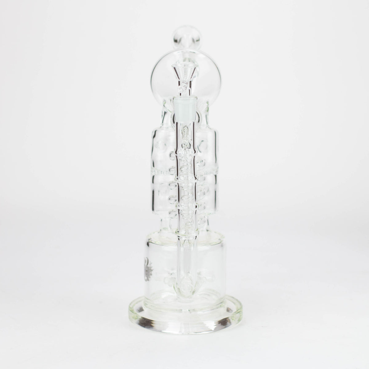 Front View of the 12 Inch Time Warp Recycler Bong with Dual Honeycomb Diffusers from H2O Glass