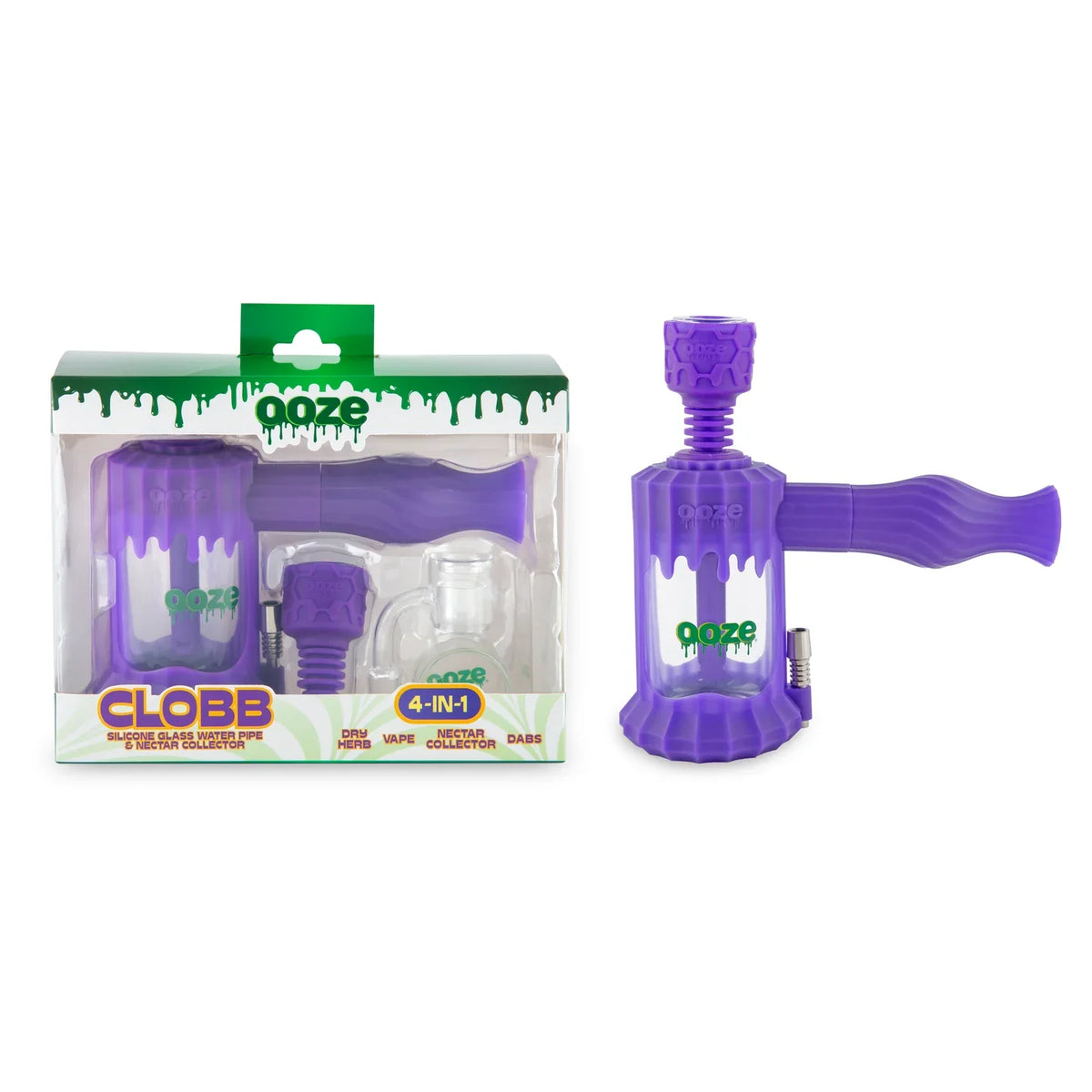 Ooze | Clobb – Silicone Dab Rig Hybrid with Packaging 