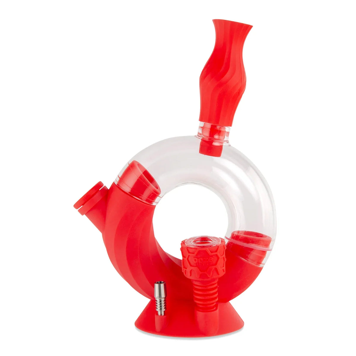 Ooze Ozone Silicone Bong & Dab Rig Hybrid with Dab Straw in Red