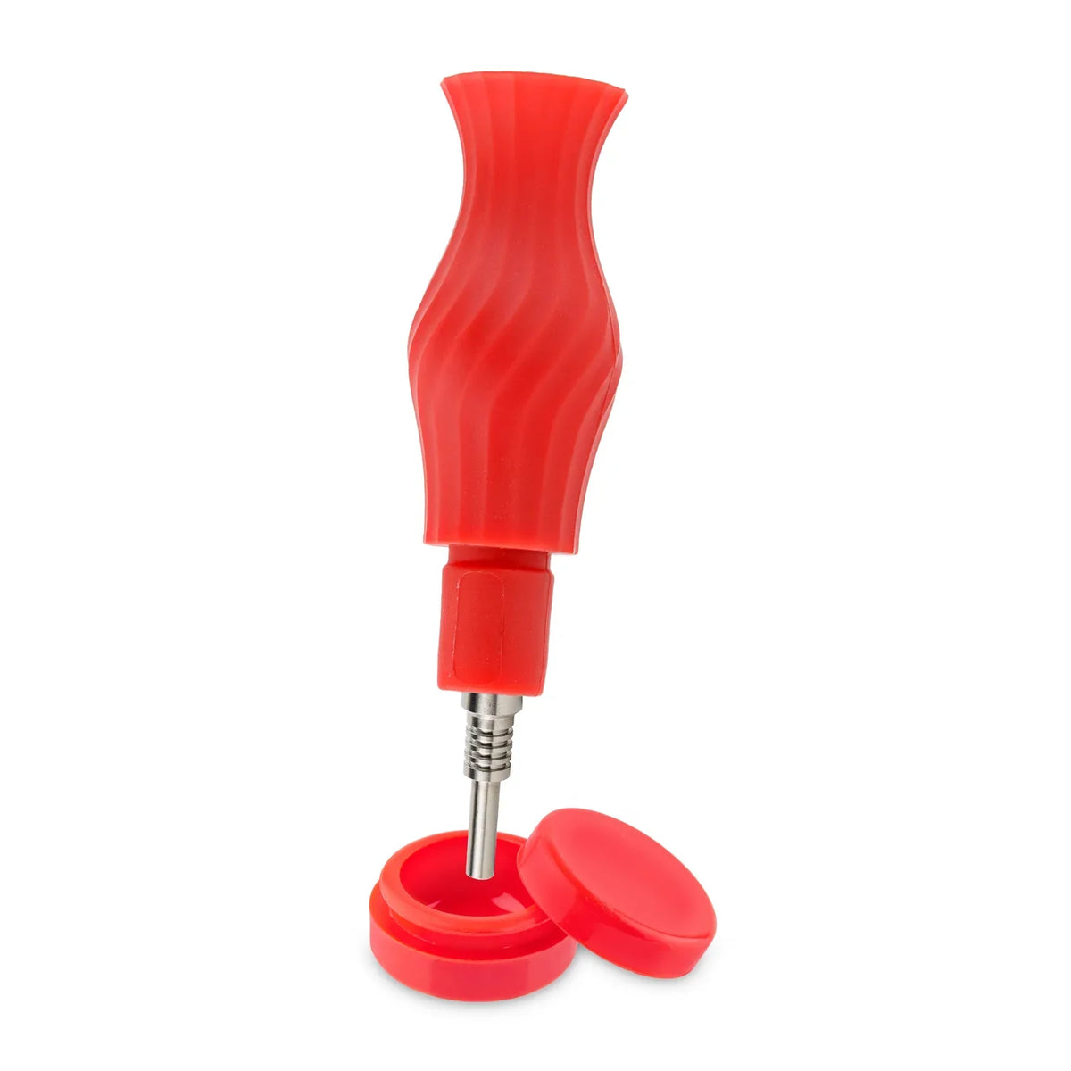 Dab Straw For Nectar Collecting From the Ooze Ozone Silicone Bong & Dab Rig Hybrid in Red