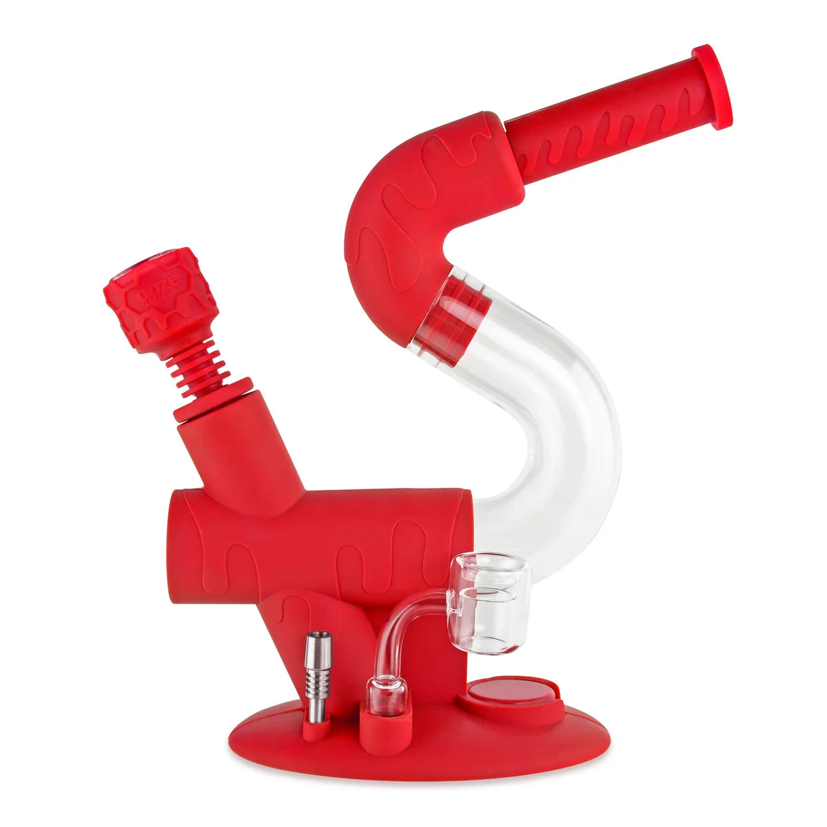 Ooze | Swerve Silicone Bong & Dab Rig Hybrid in Red