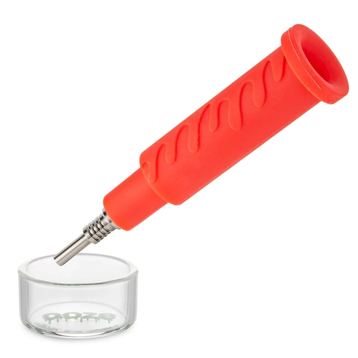 Ooze RED Dab Straw For Nectar Collectng from the Swerve Silicone Bong & Dab Rig Hybrid