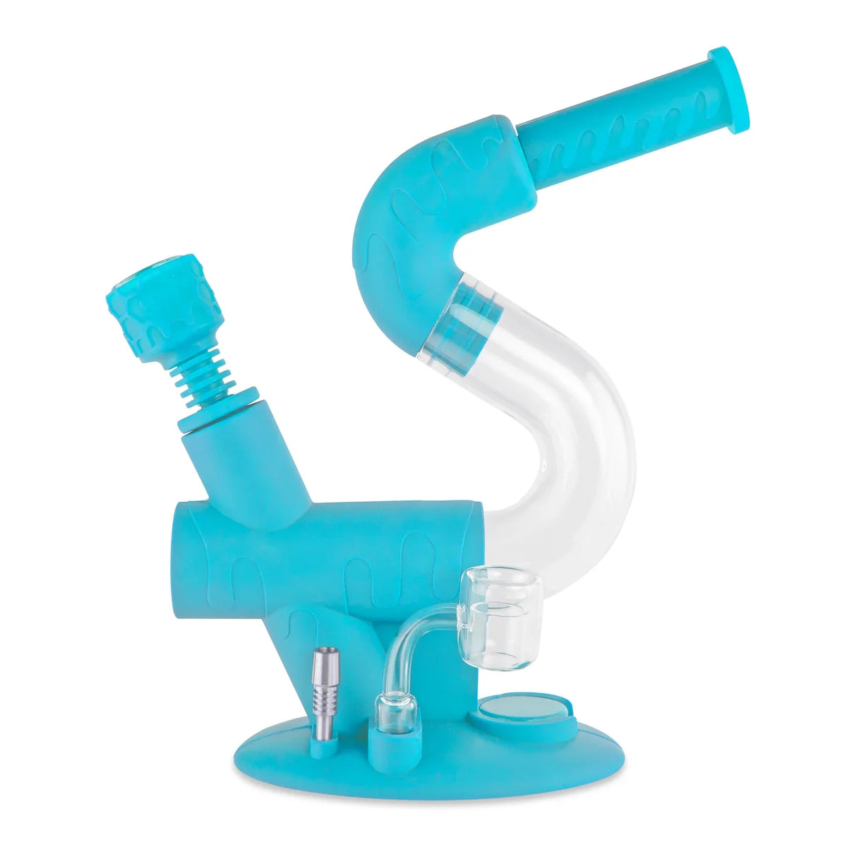 Ooze | Swerve Silicone Bong & Dab Rig Hybrid in Teal