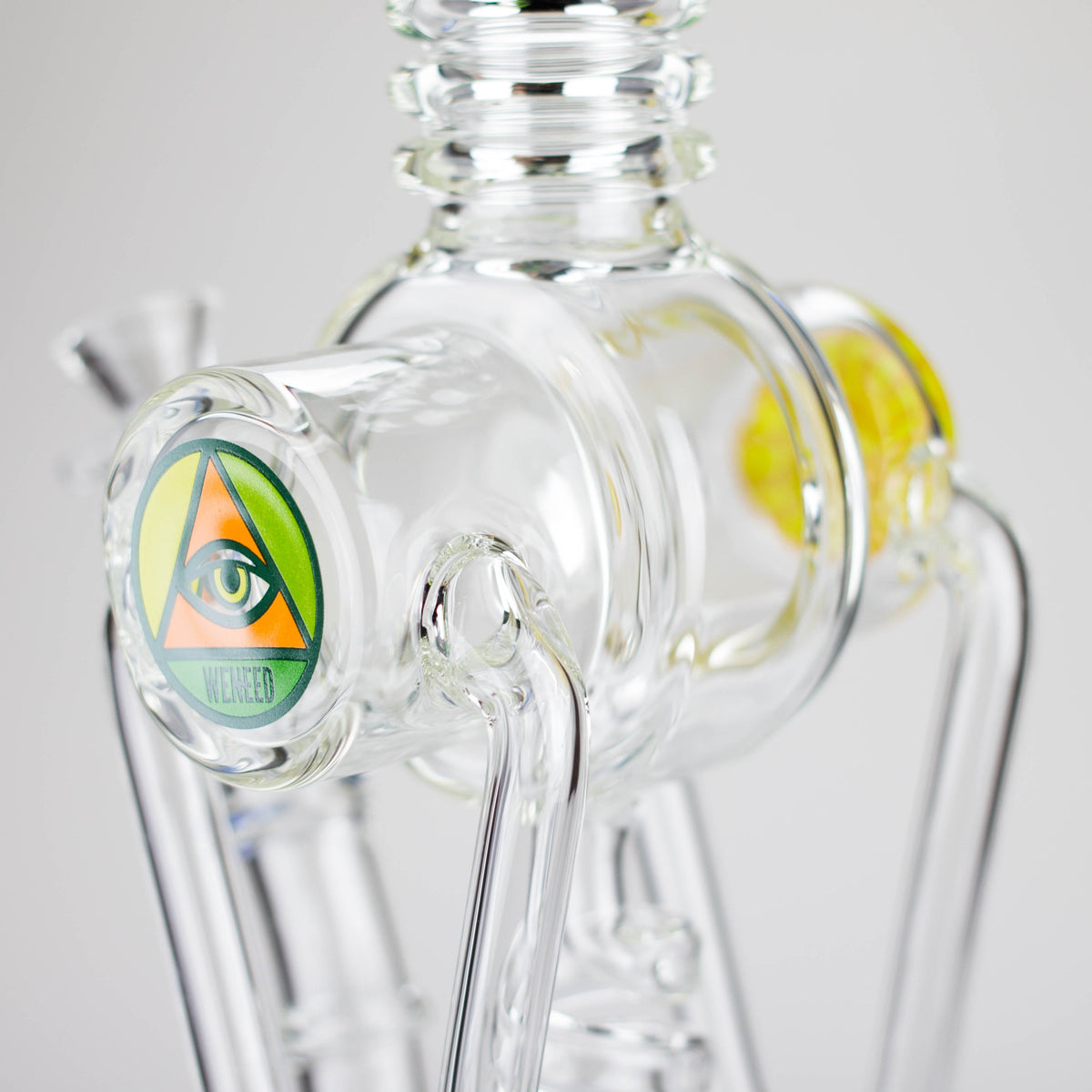 Thick Glass Body of the WENEED 13" Recycler Bong with inline diffuser