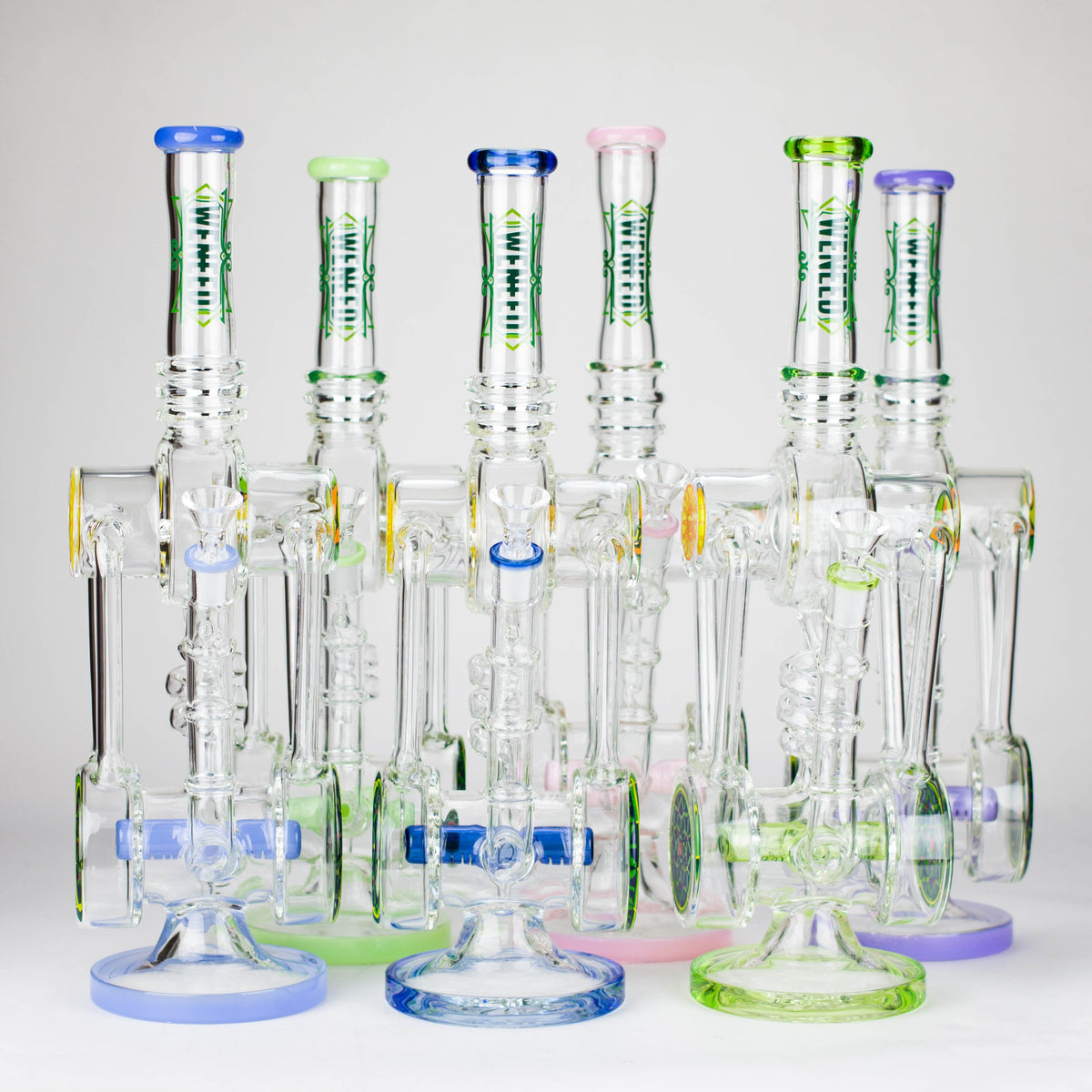 Six 13" Recycler Bongs with inline diffusers from WENEED