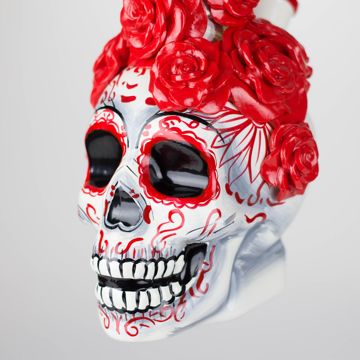 Vibrant Skull Body Of The 9" Sugar Skull Rose Bong