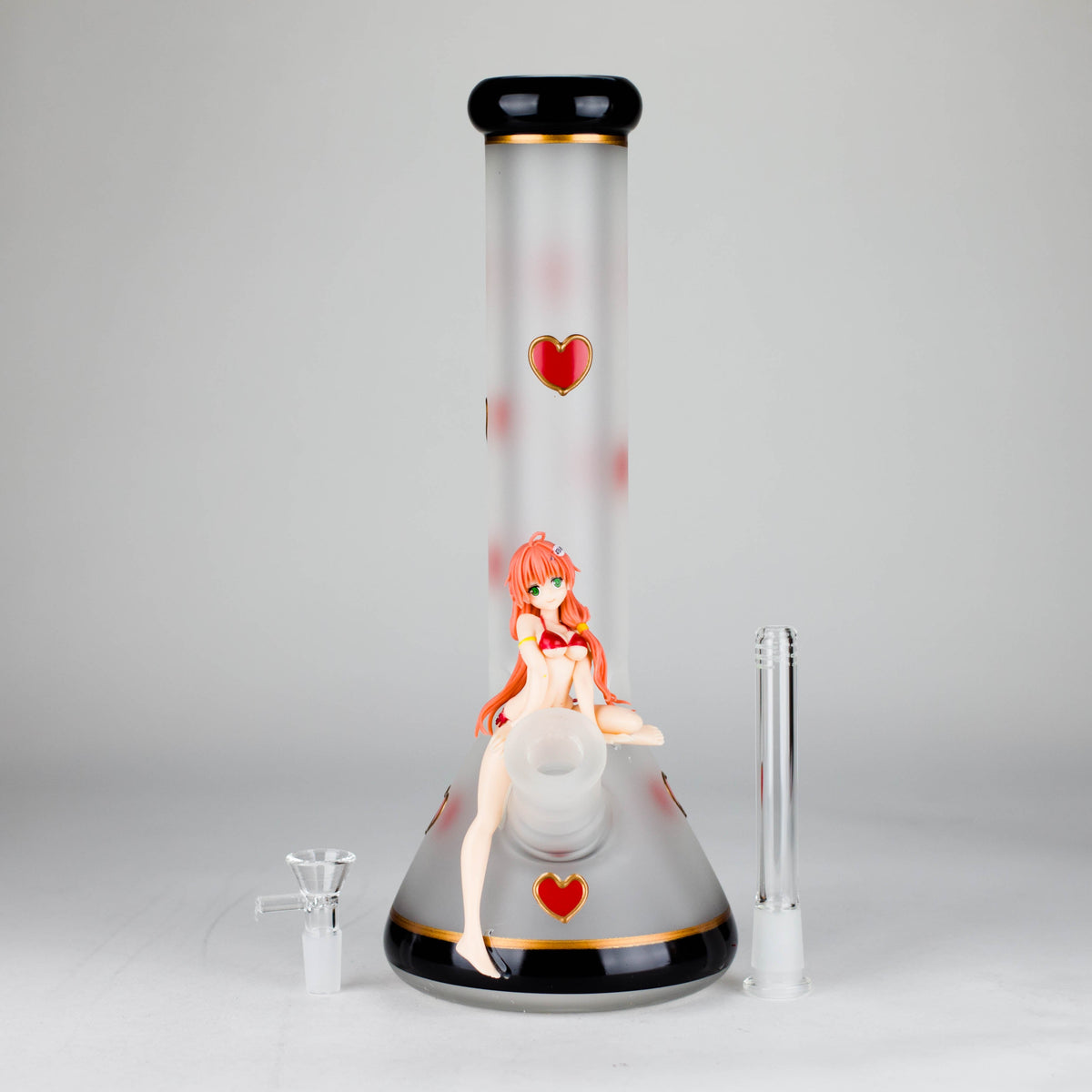 Anime Babe Glass Bong with bowl piece and downstem