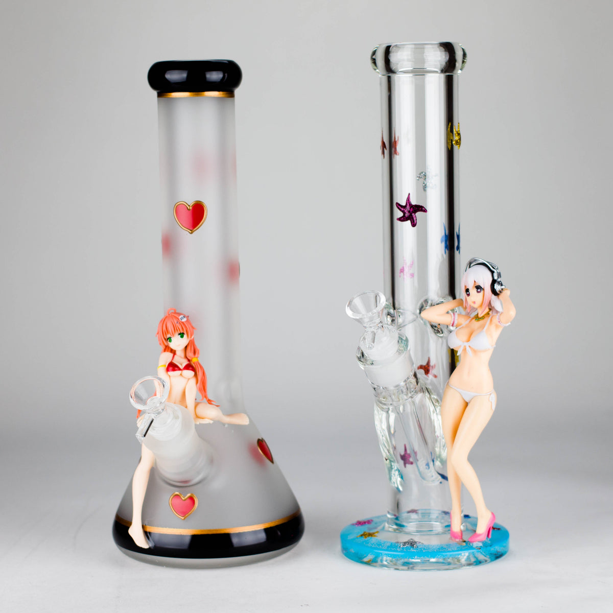 Two Anime Babe Glass Bongs