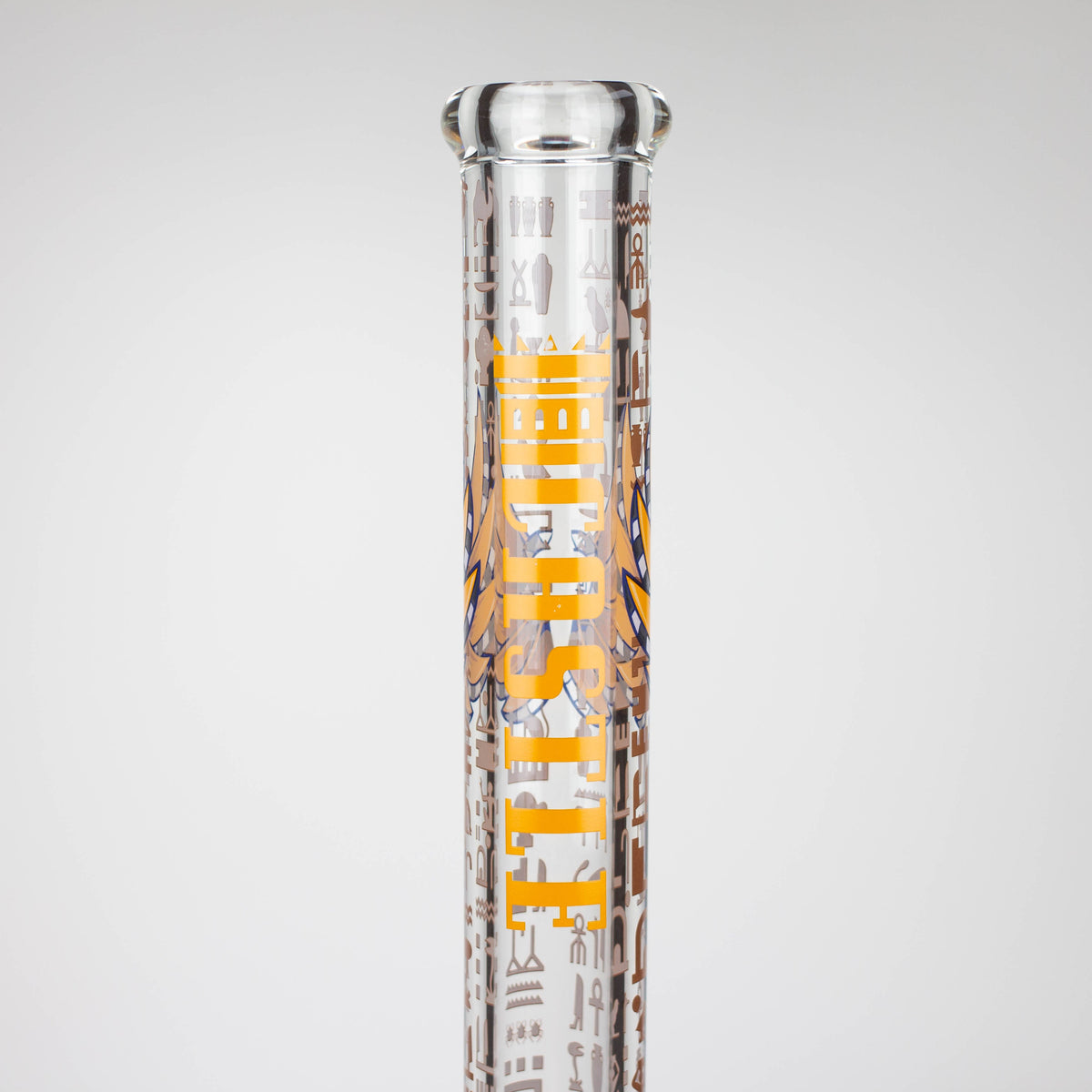 Glass neck of the  18-Inch Anubis Beaker Bong from Castle Glassworks