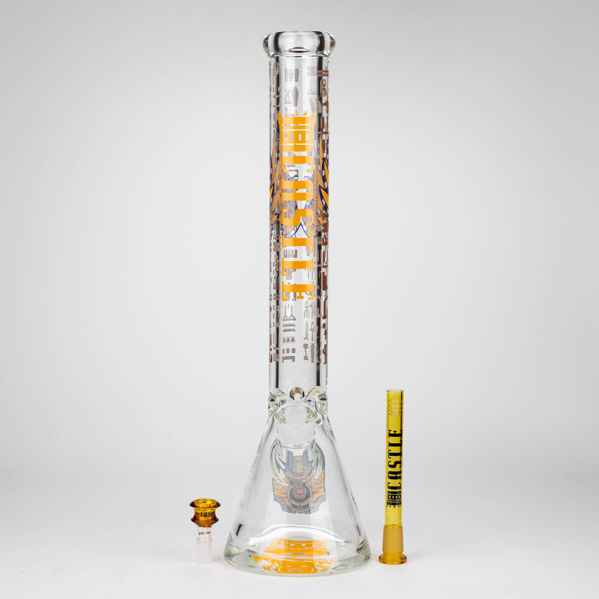  18-Inch Anubis Beaker Bong from Castle Glassworks with downstem and bowl piece