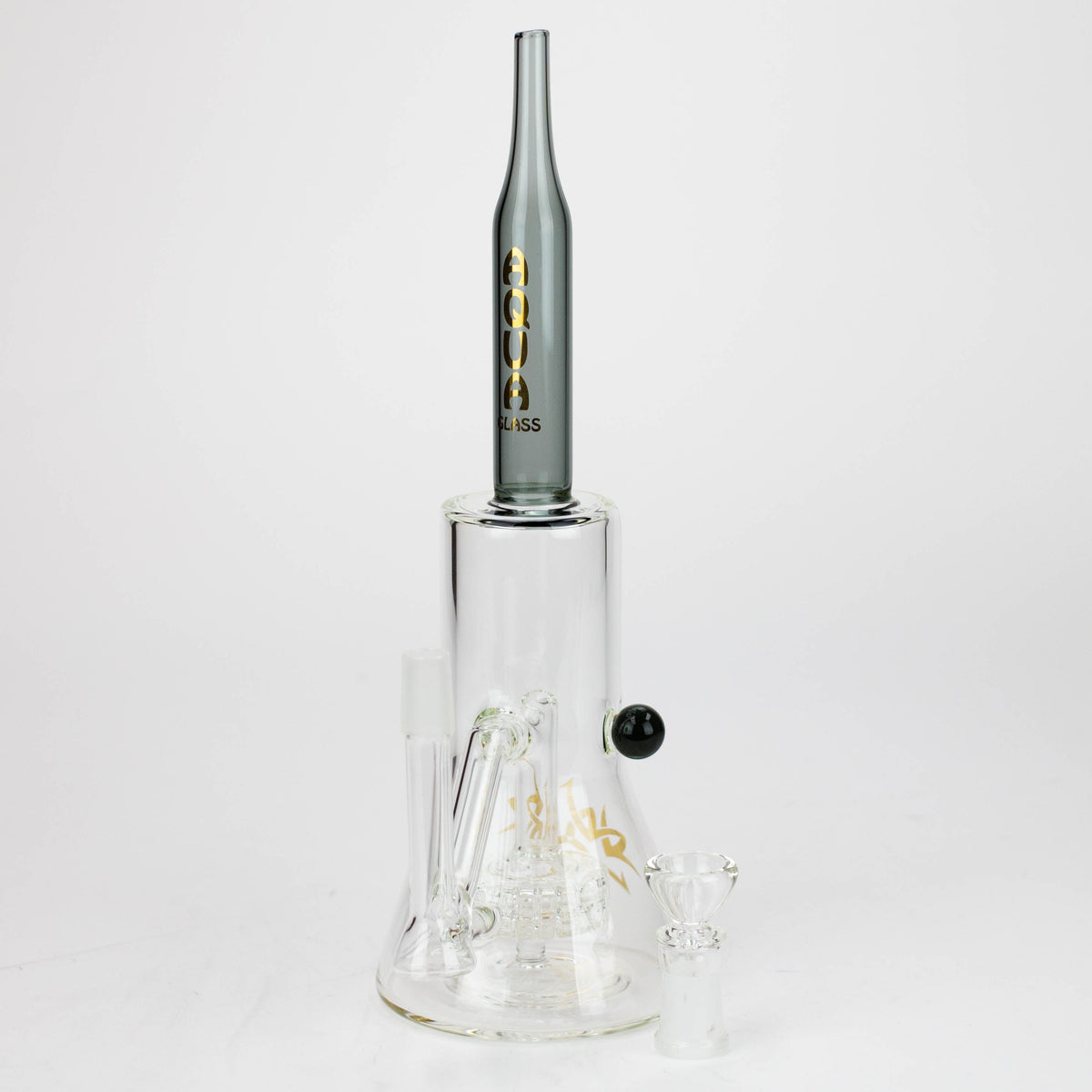 10 Inch Glass Tire Diffuser Rocket Bong from AQUA Glass with bowl piece for herb