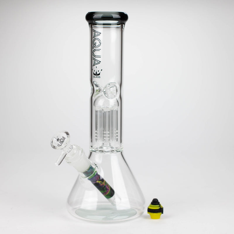 10 Inch Tree Perc Beaker Bong in Black from AQUA Glass