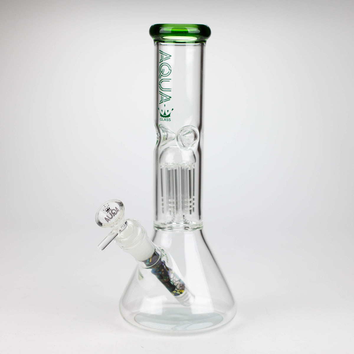 10 Inch Tree Perc Beaker Bong in Green from AQUA Glass