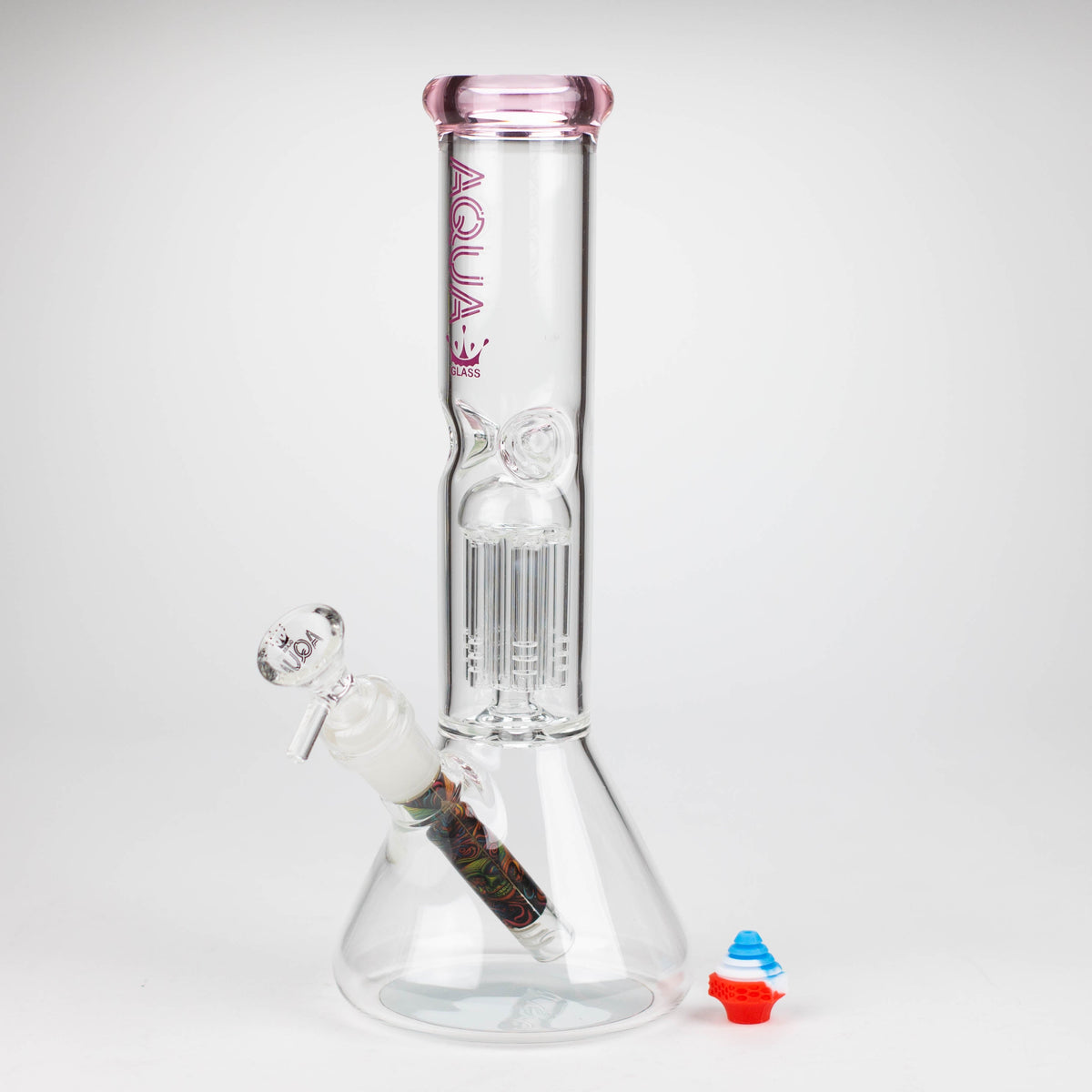 10 Inch Tree Perc Beaker Bong from AQUA Glass in Pink