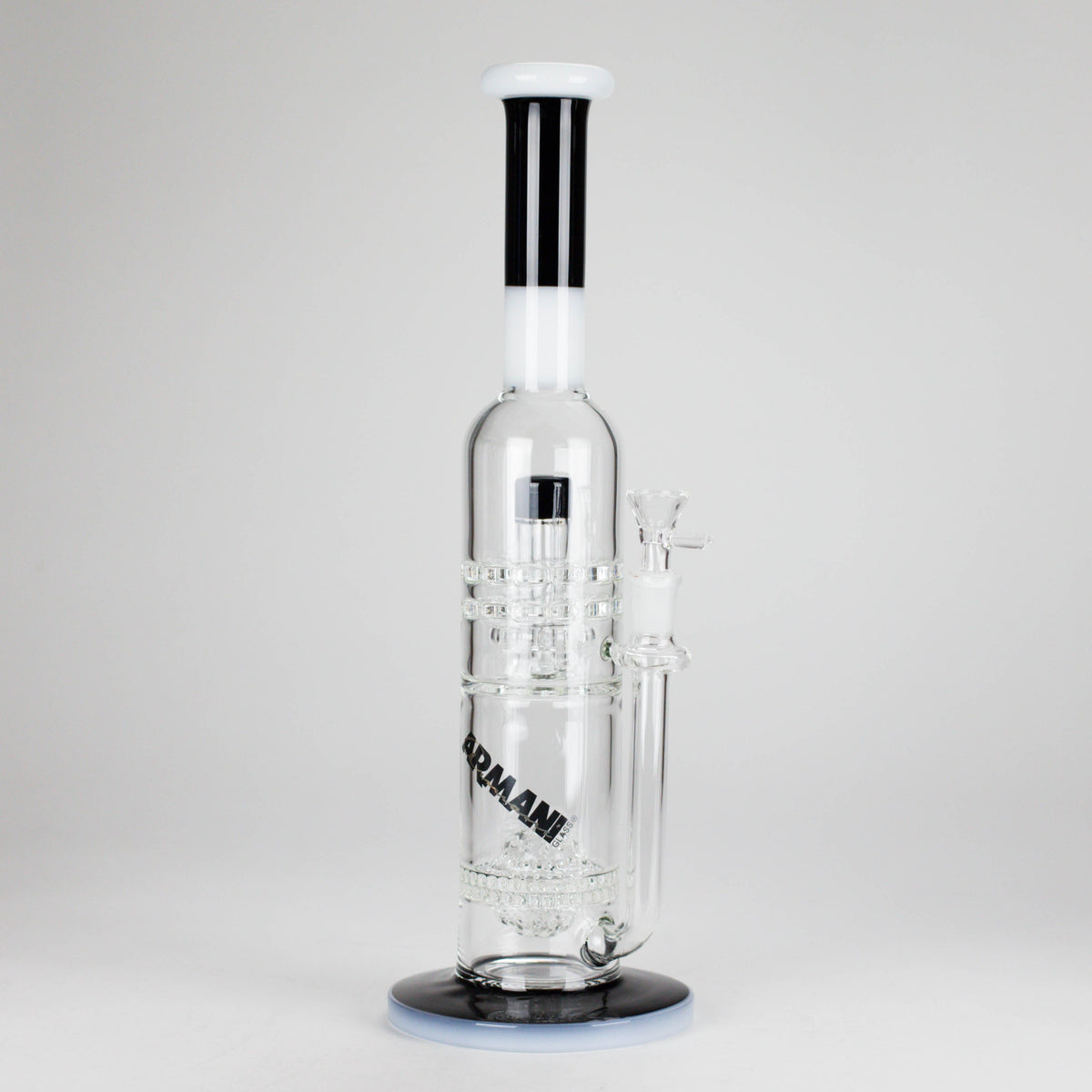 Armani Glass Premium Double Perc Bong Black