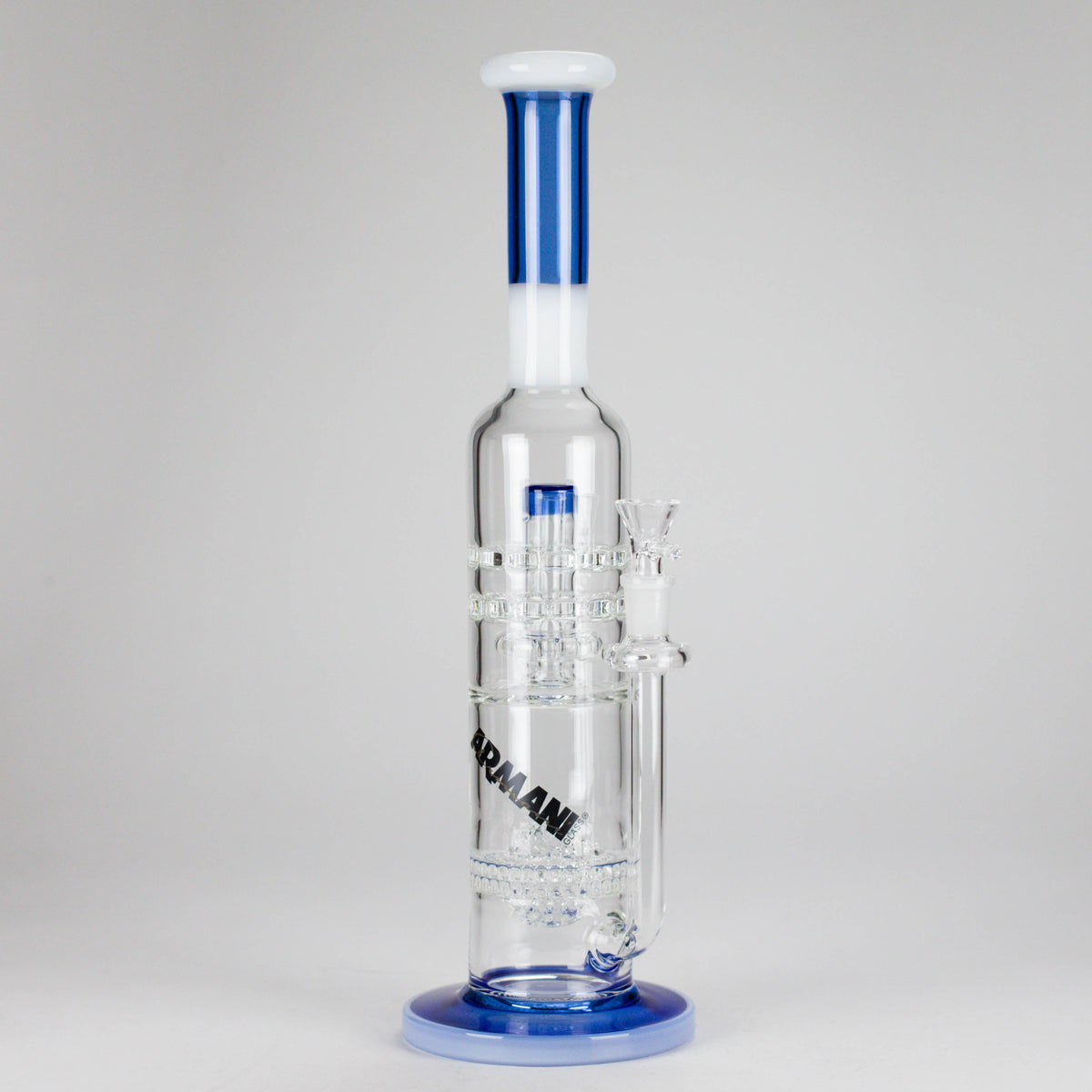Armani Glass Premium Double Perc Bong Blue