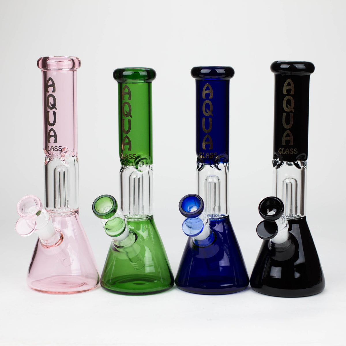 Four Beaker Bongs with Dome Percolators From AQUA Glass