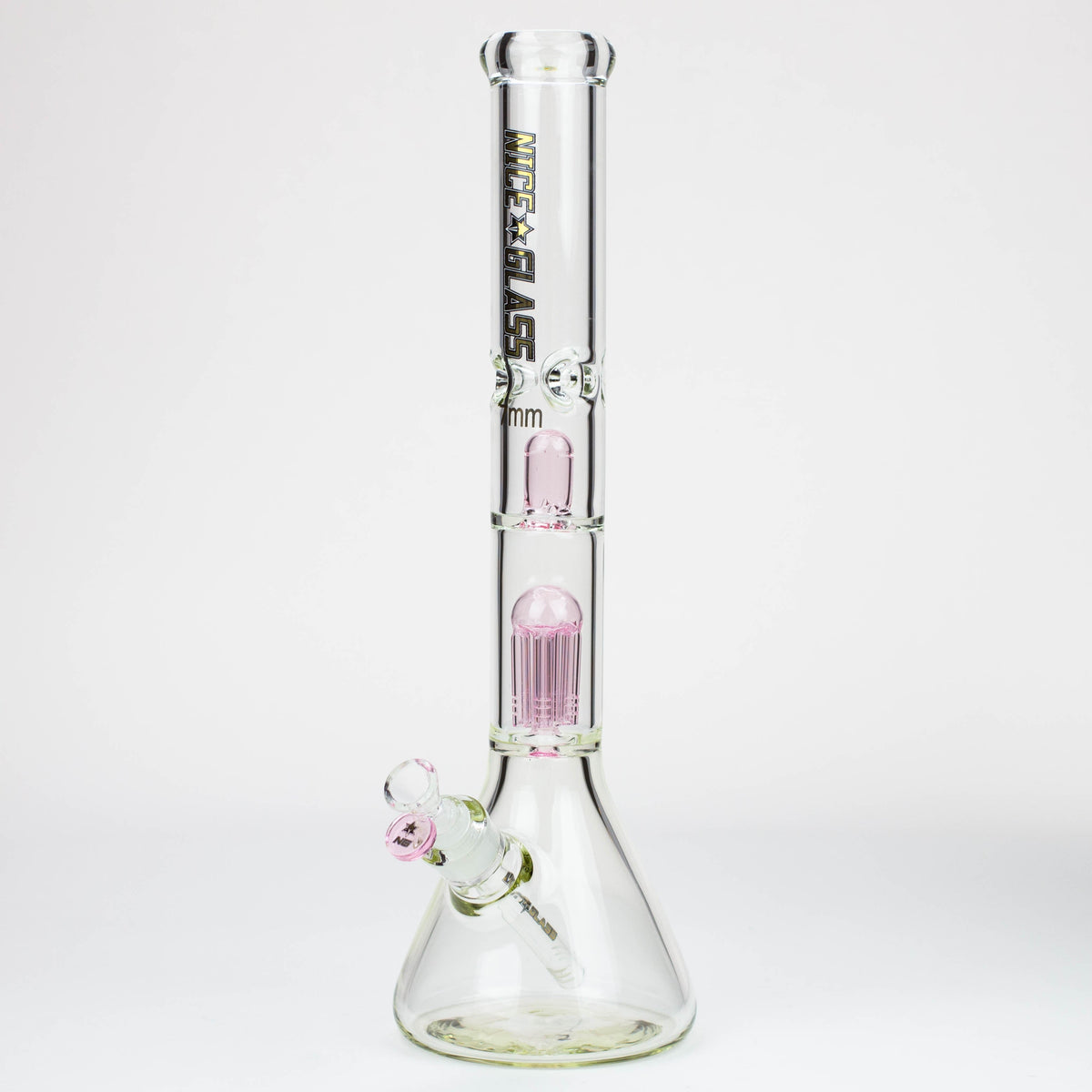 18" Big Glass Bong With Dual Percolators in Pink