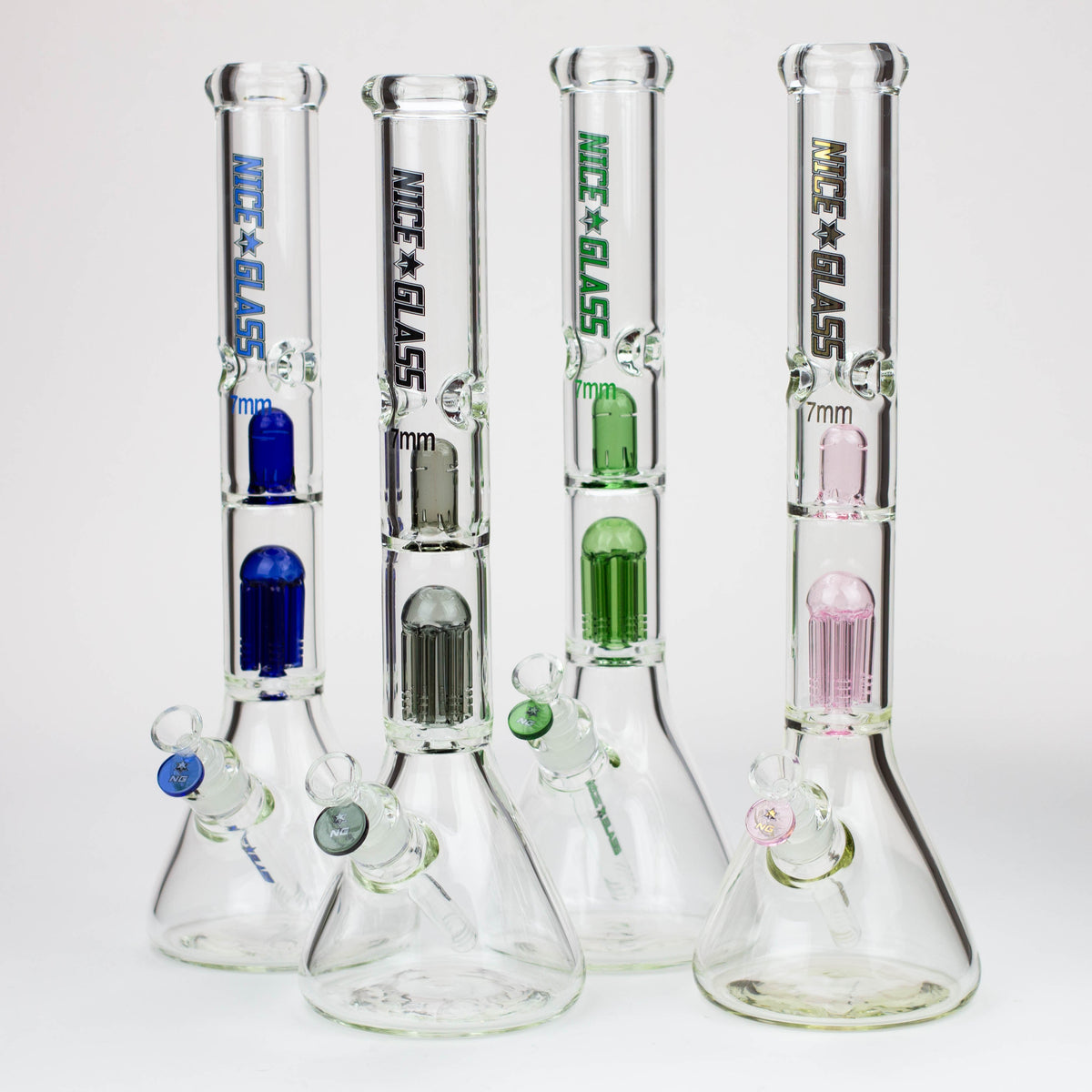 Four 18" Big Glass Bongs With Dual Percolators