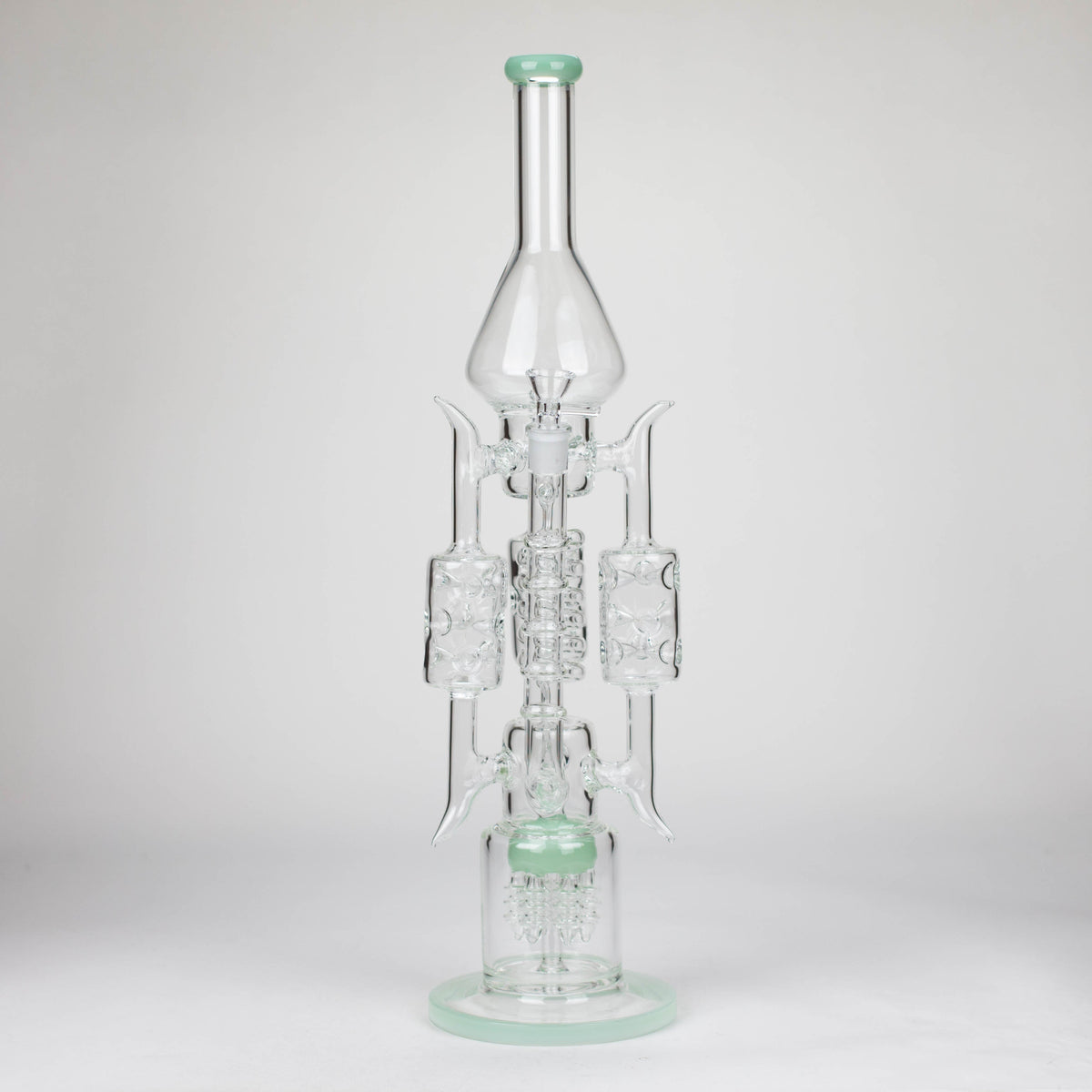 Front View of the 20 Inch Double Chamber Big Recycler Bong With Coiled Diffuser