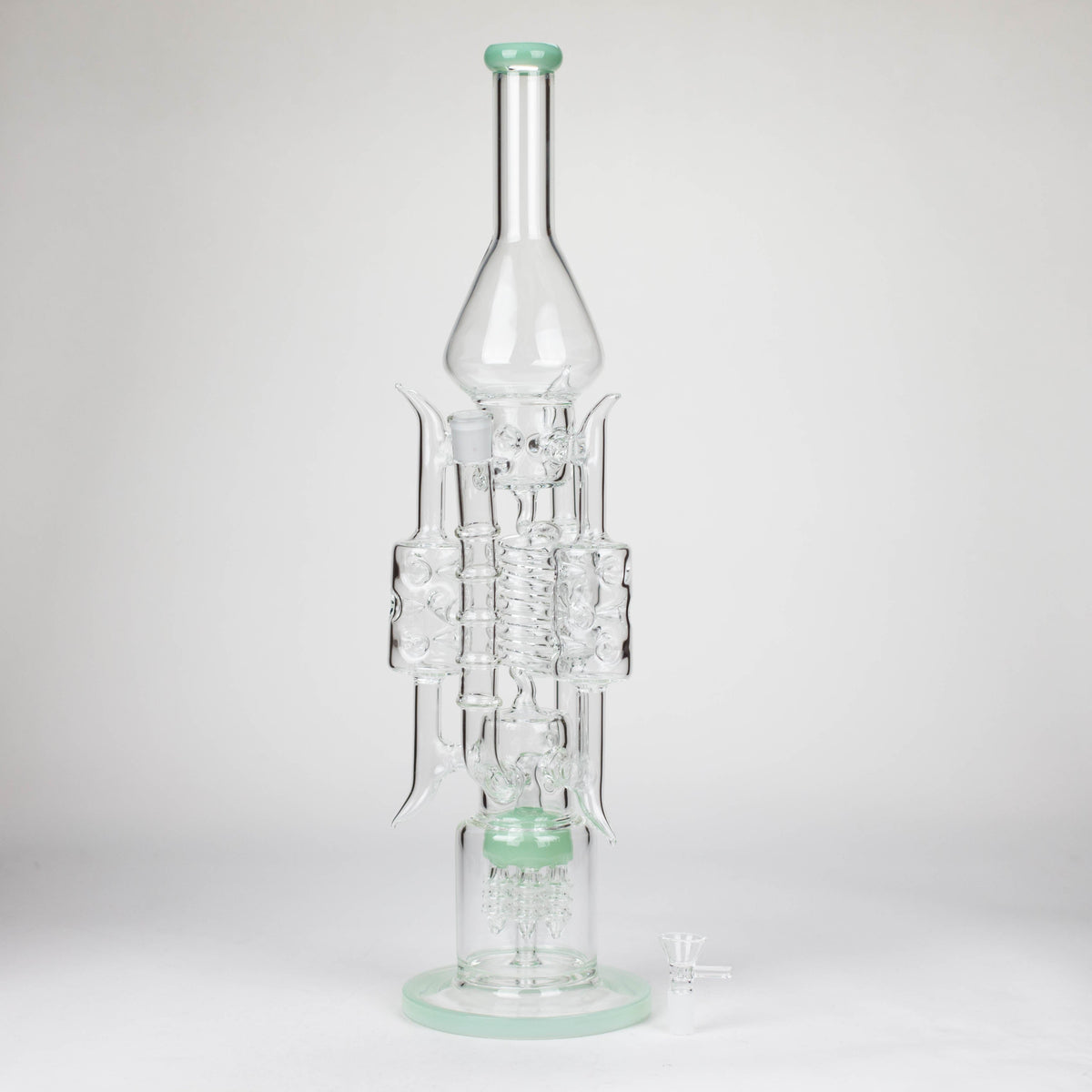 20 Inch Big Recycler Bong With Coiled Diffuser in Mint Green