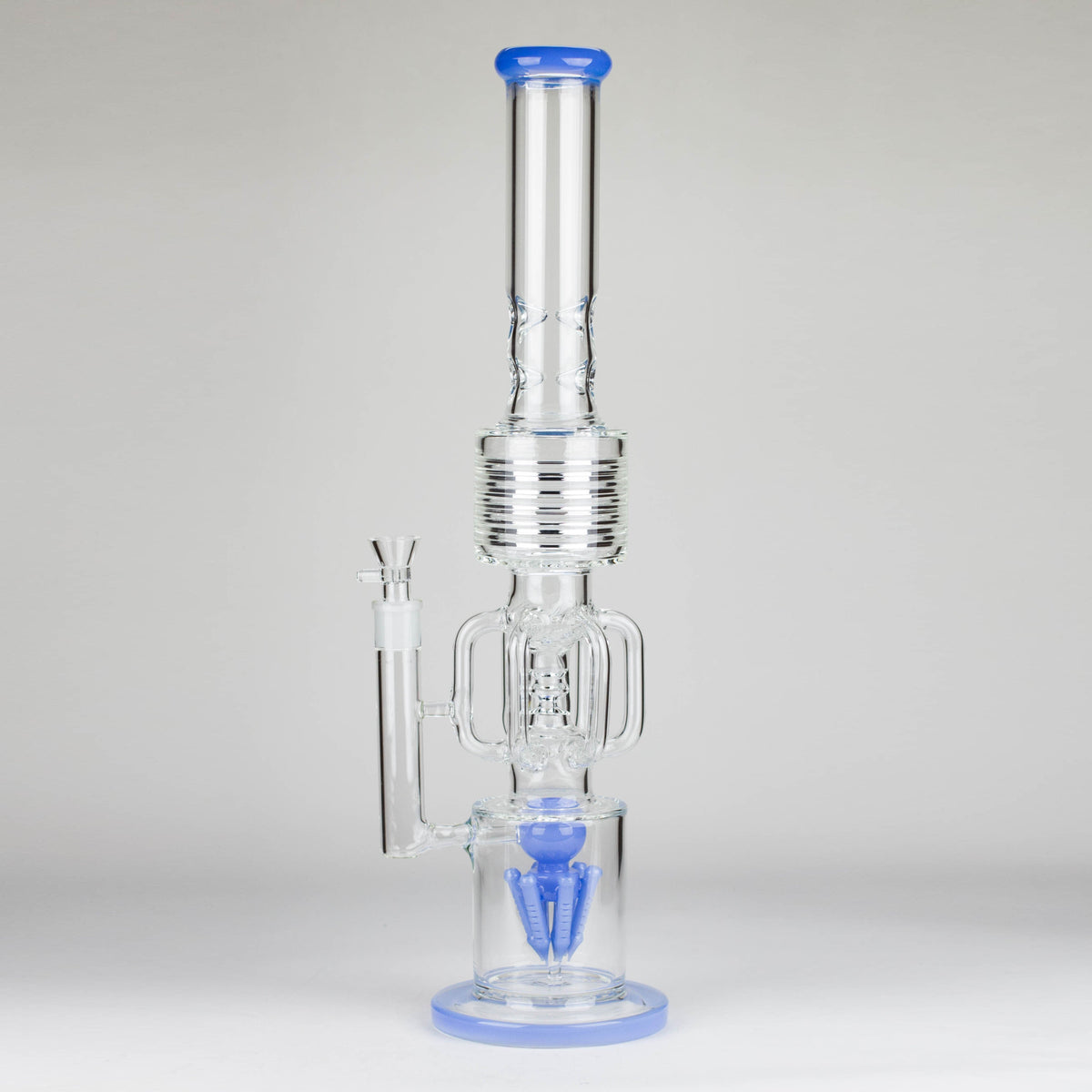 Side View of the Big 20 Inch Recycler Bong with Spider Percolator And Diffuser in Blue