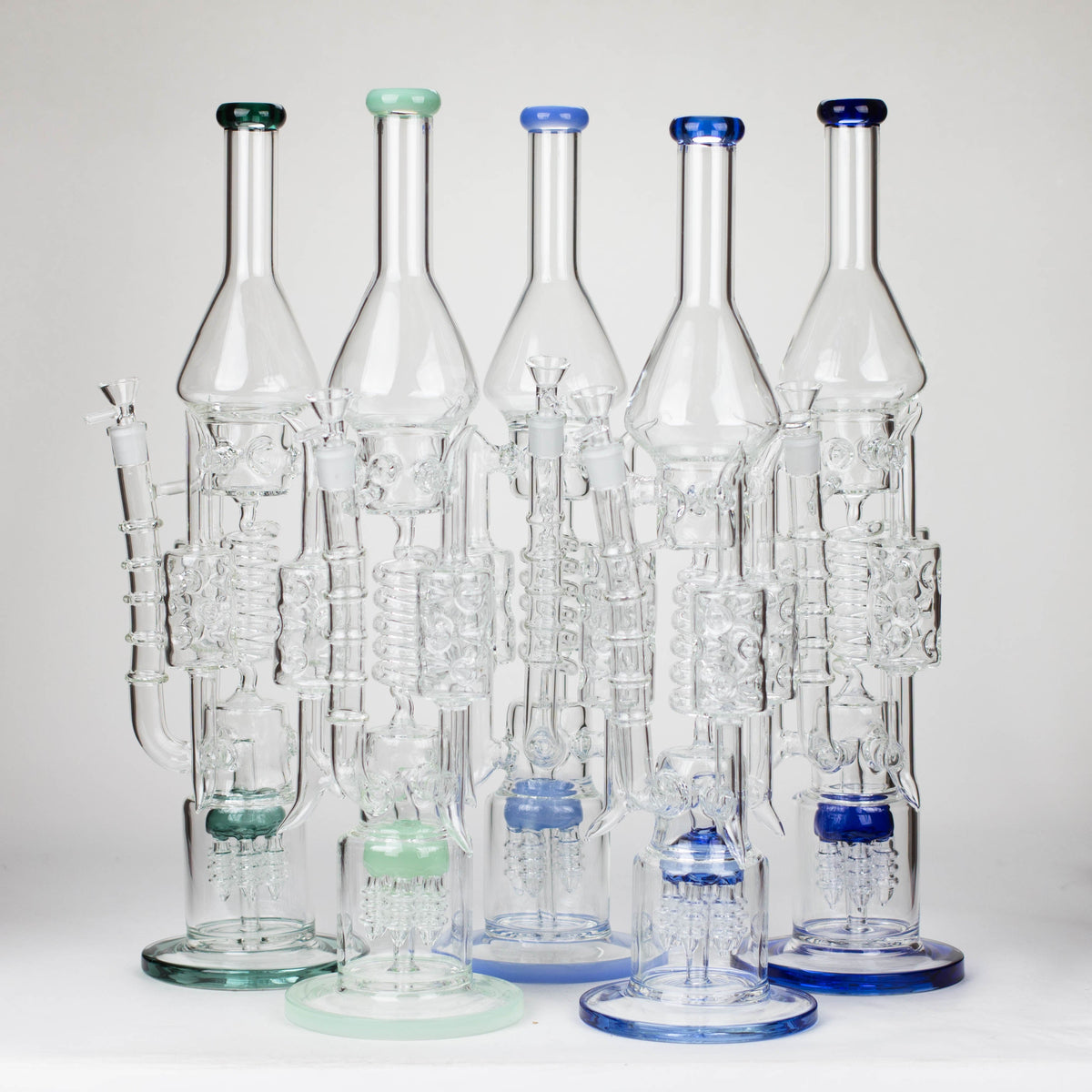 Five 20 Inch Big Recycler Bongs With Coiled Diffusers